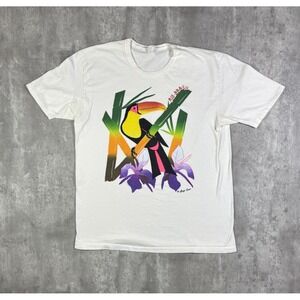 Vintage 80s Parrot Bird Tropical Nature T Shirt White L Hering Rio-Brasil Toucan